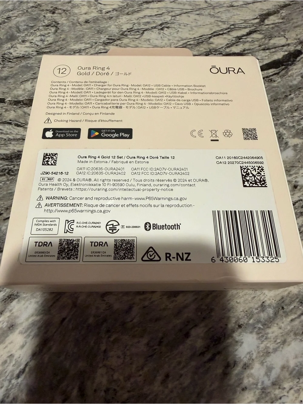 Oura Ring 4 Size 12 Gold